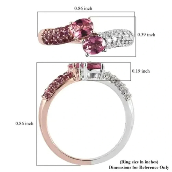 Premium Natural Pink Tourmaline, Lotus Garnet & White Zircon Ring - Picture 6 of 6